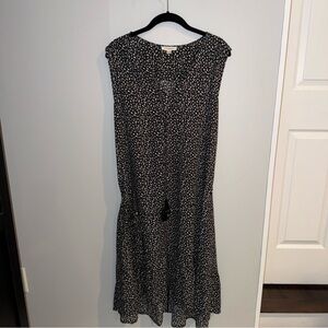 Beachlunchlounge Anthropologie Floral Flowy Sleeveless Dress XL Black White